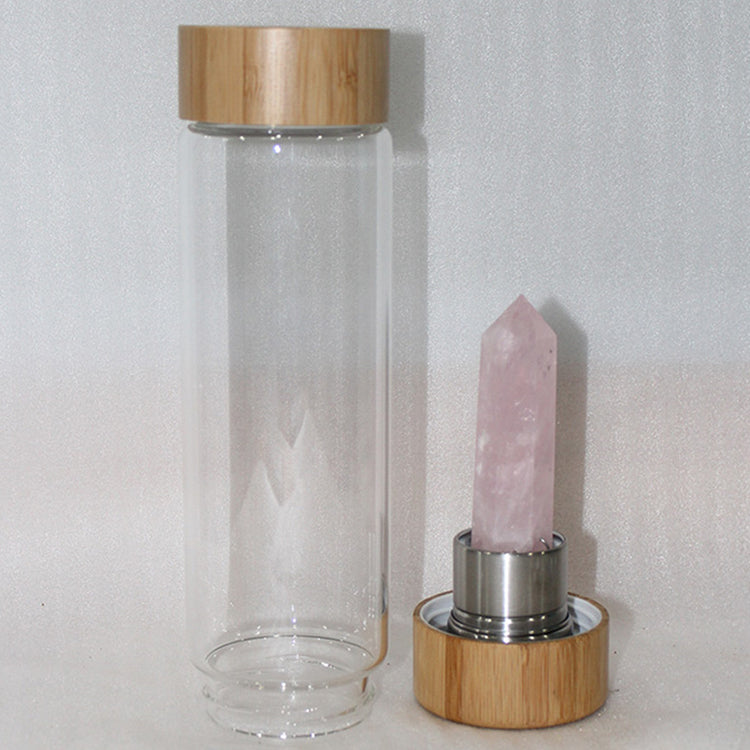 Natural Crystals Healing Stones, Borosilicate Glass, Drink Water Bottle