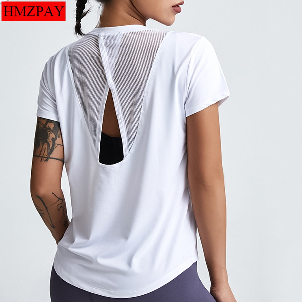 Loose Yoga Clothes Tops Short-Sleeved Running Quick-Drying Clothes