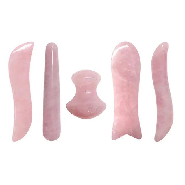 9PCs Rose Quartz Gua Sha Massage Tools